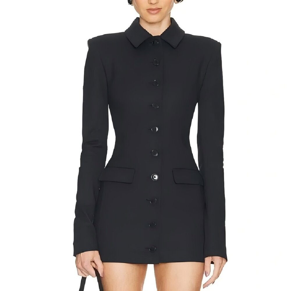 Helsa Little Lady Black Mini Dress with Buttons Size S